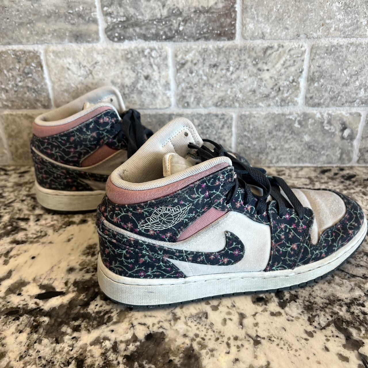 Air Jordan Floral Youth size 4.5 Pretty worn but. Depop