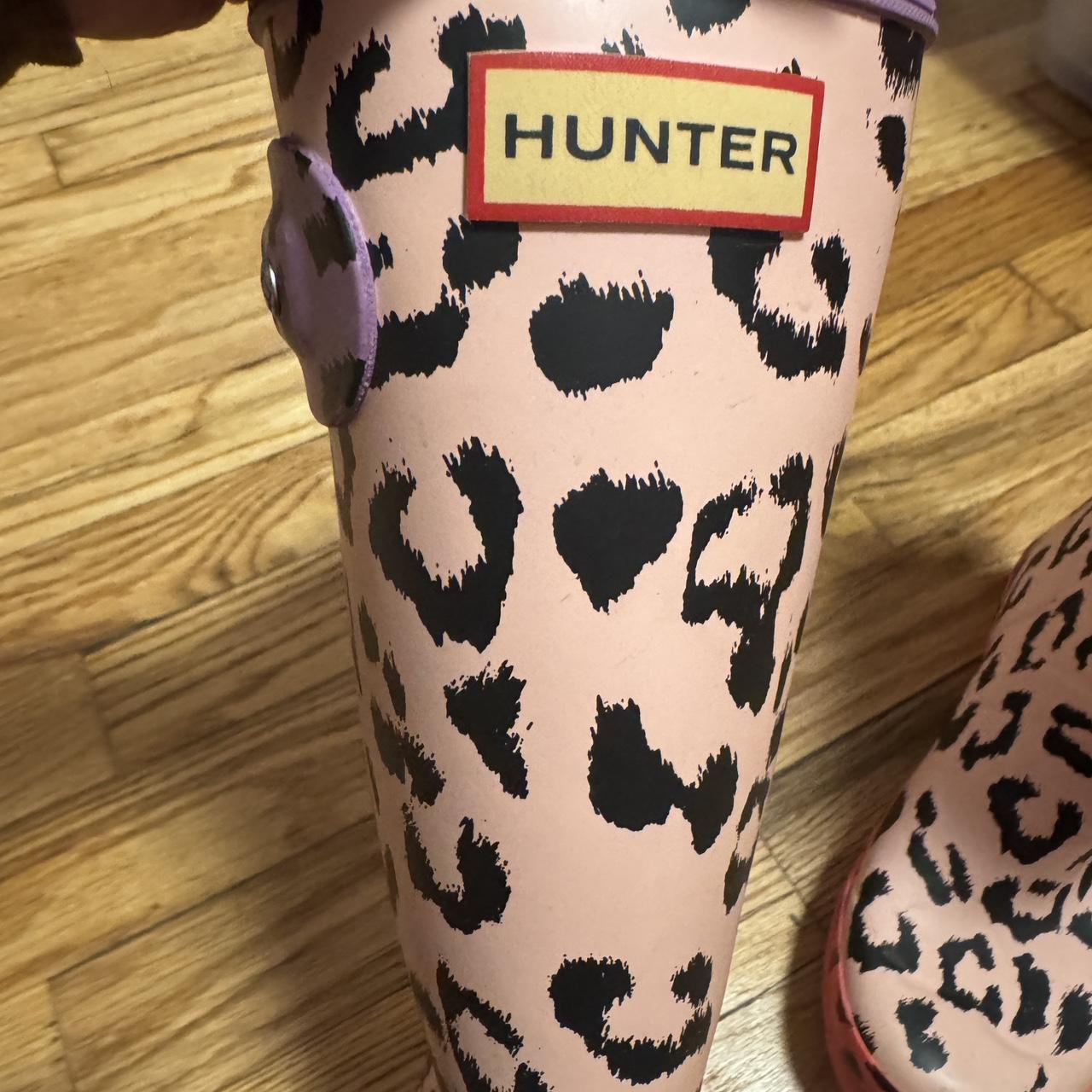 Rain Boots Pink Leopard Print Wellies Depop Hunter Rain Boots