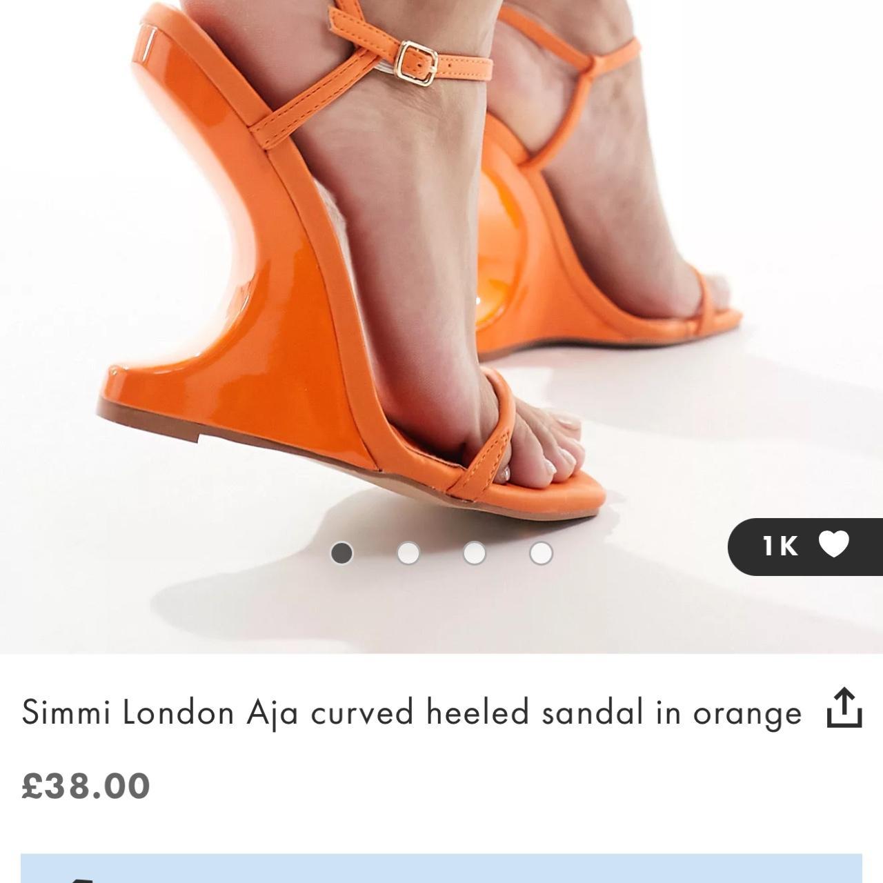 Simmi shoes London orange aja curved heels size