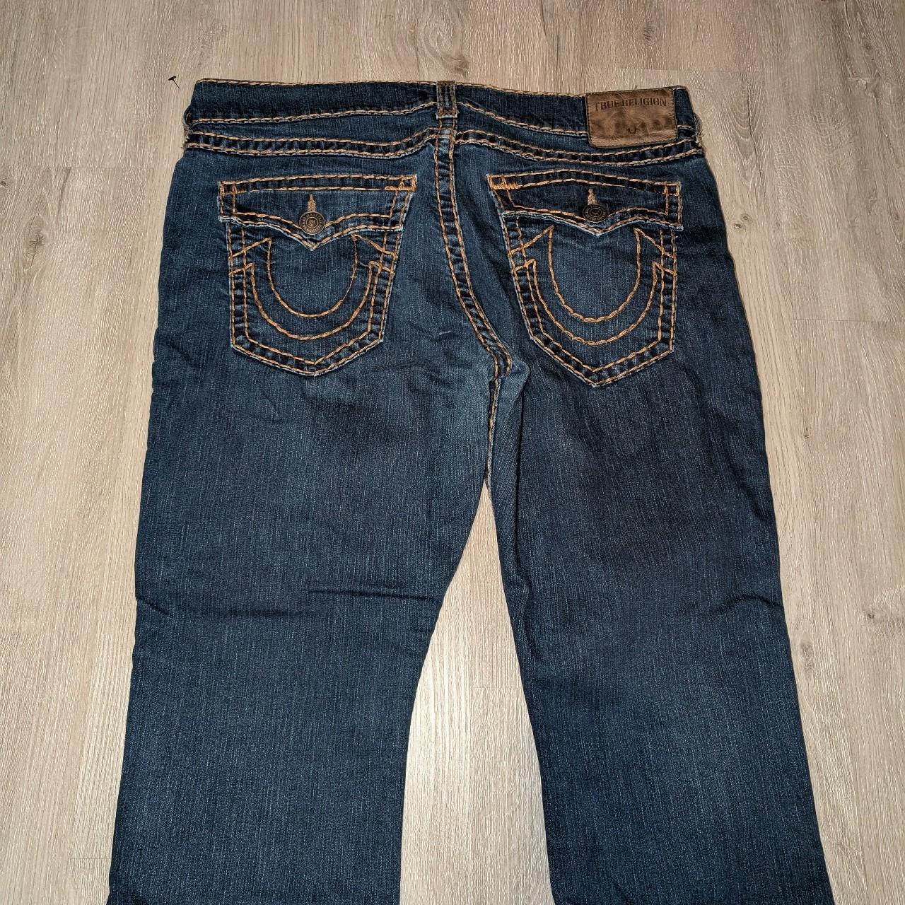 Vintage blue true religion jeans with orange tan | Depop