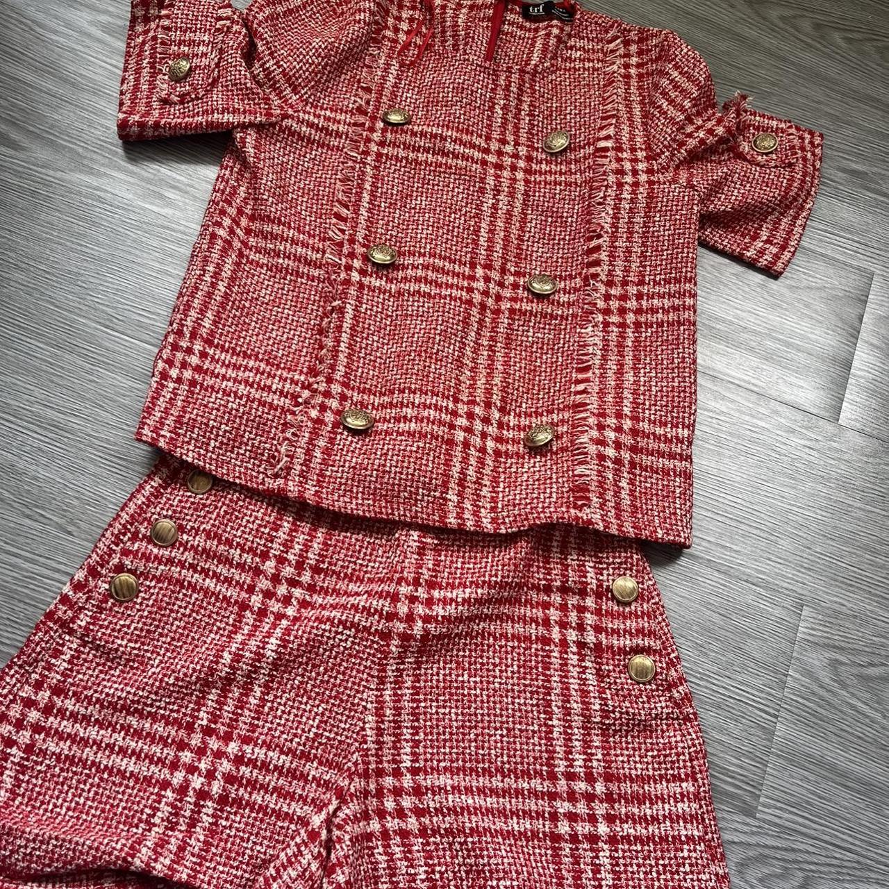 Zara tweed red and white short set Depop