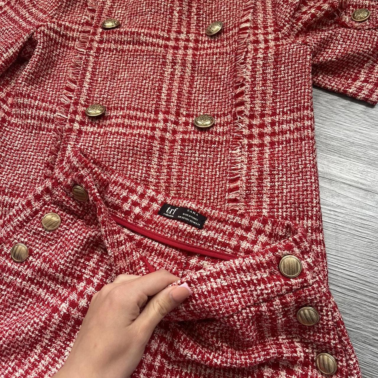 Zara tweed red and white short set Depop