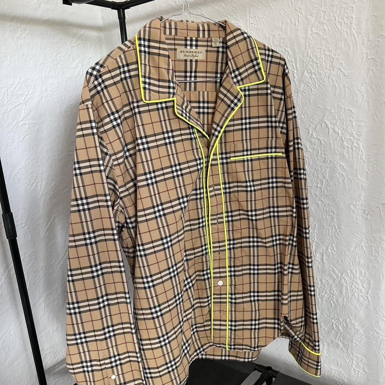 Burberry Neon Piping Check Pyjama Shirt Size Depop