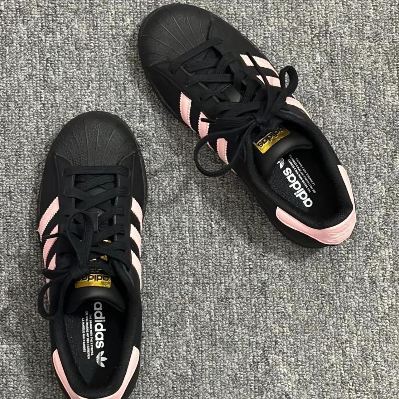 Adidas Women s Black and Pink Trainers Women s. Depop