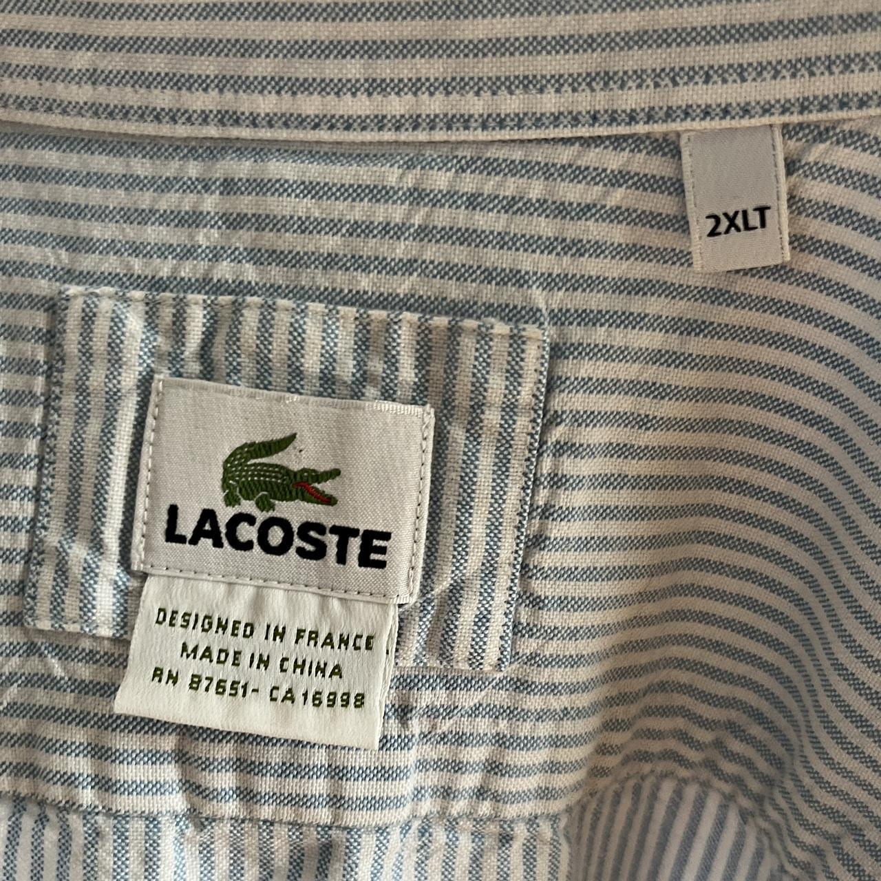 Lacoste Men's Blue and White Shirt | Depop