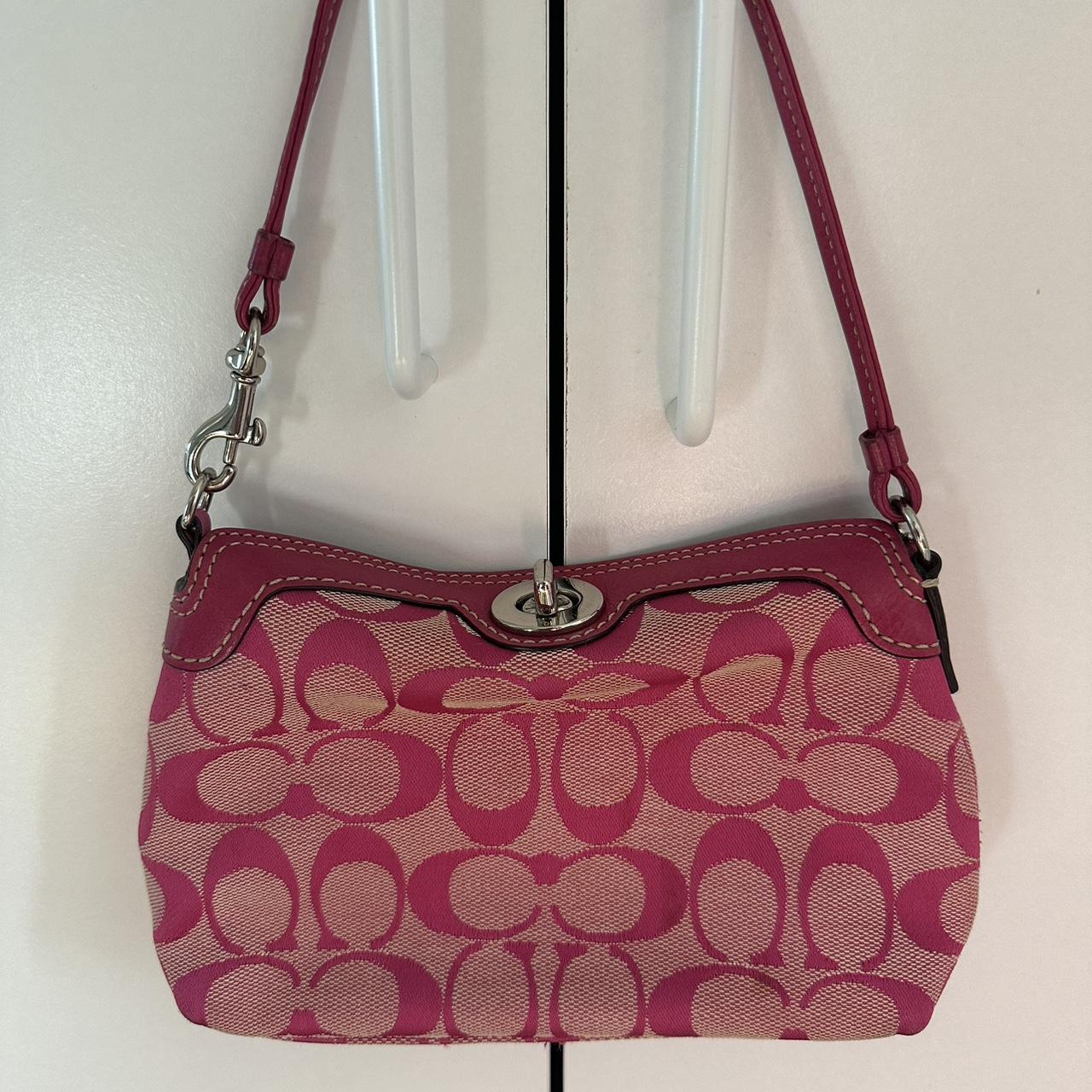 VINTAGE PINK MINI COACH BAG (Slight staining) - Depop