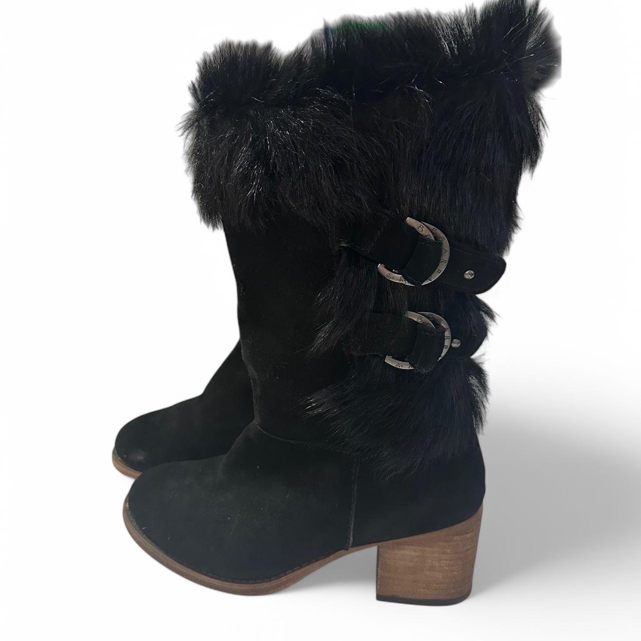 BEARPAW Black heel boots with faux fur trim Depop