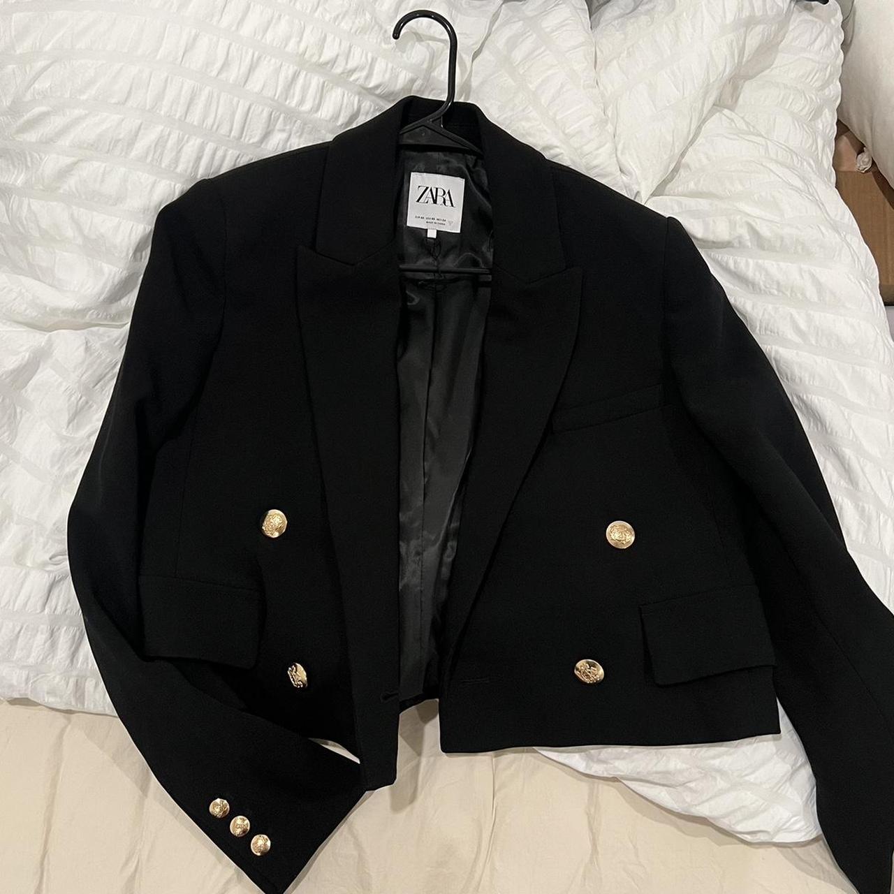 Zara black blazer with gold buttons Slightly... Depop