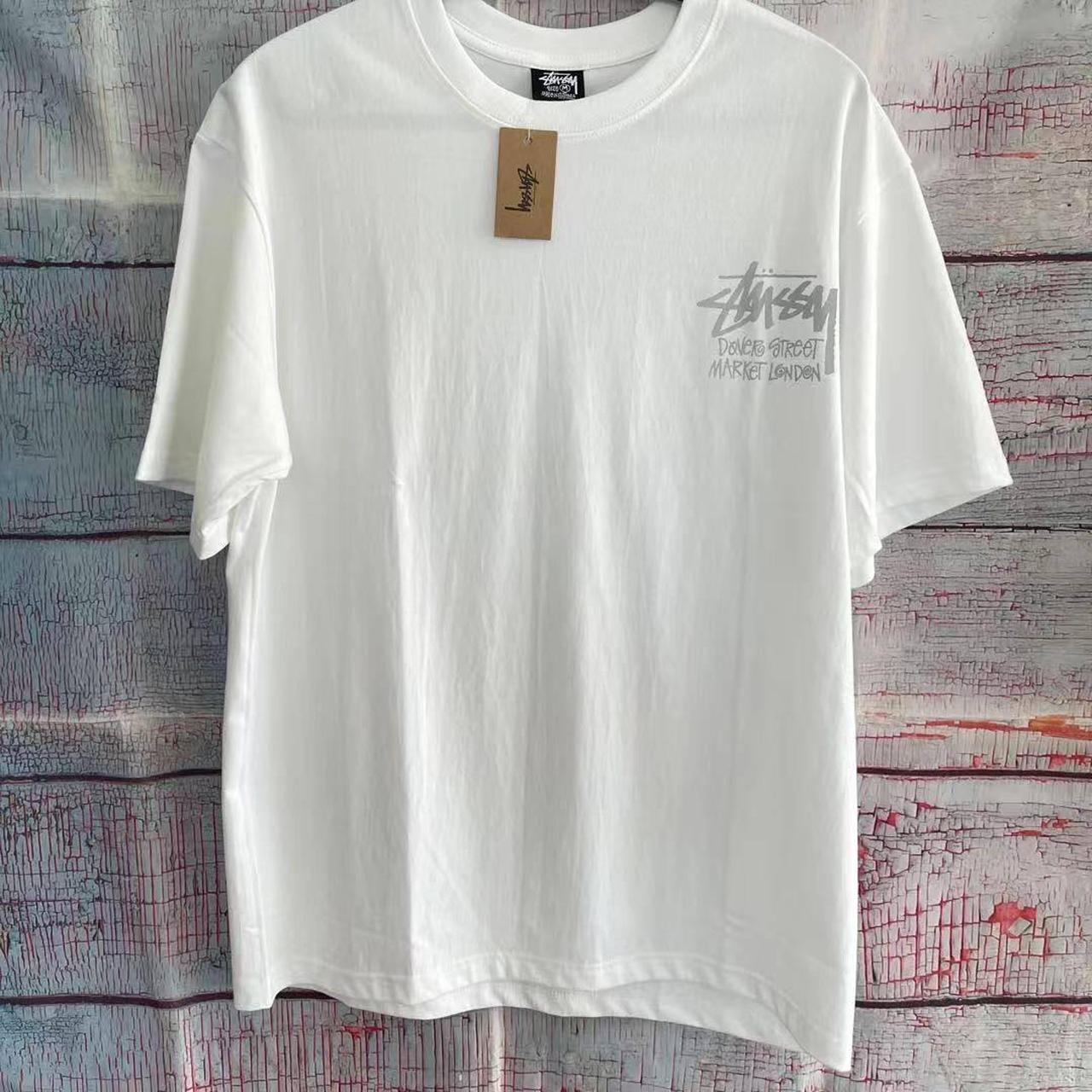 ★送料・関税込★Stussy★Stussy Reflection T-Shirt White★ Stussy White Reflective Printed T-Shirt Size M, | Depop