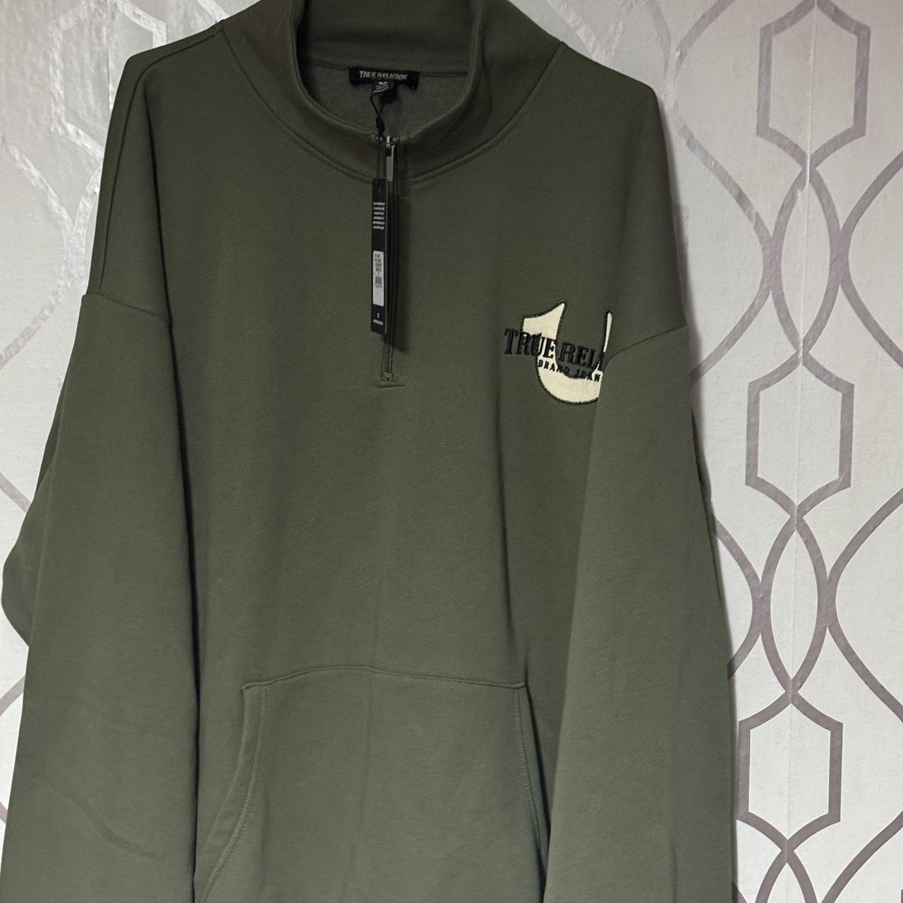True Religion khaki quarter zip sweatshirt brand - Main Image