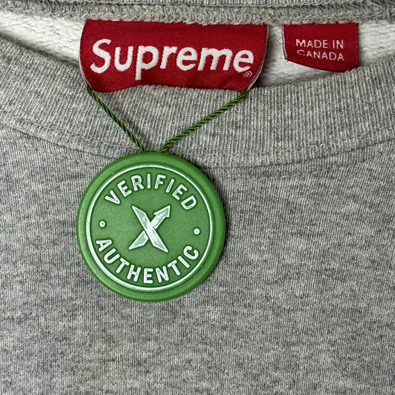 Supreme cutout logo crewneck heather grey size... - Depop