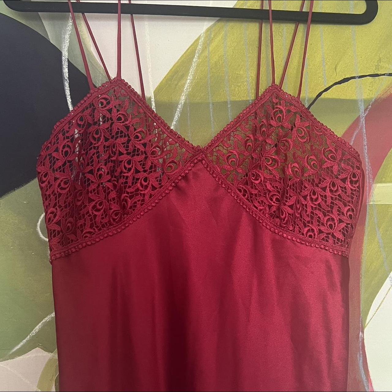 Gorgeous red silk night gown, slit down the leg,... - Depop