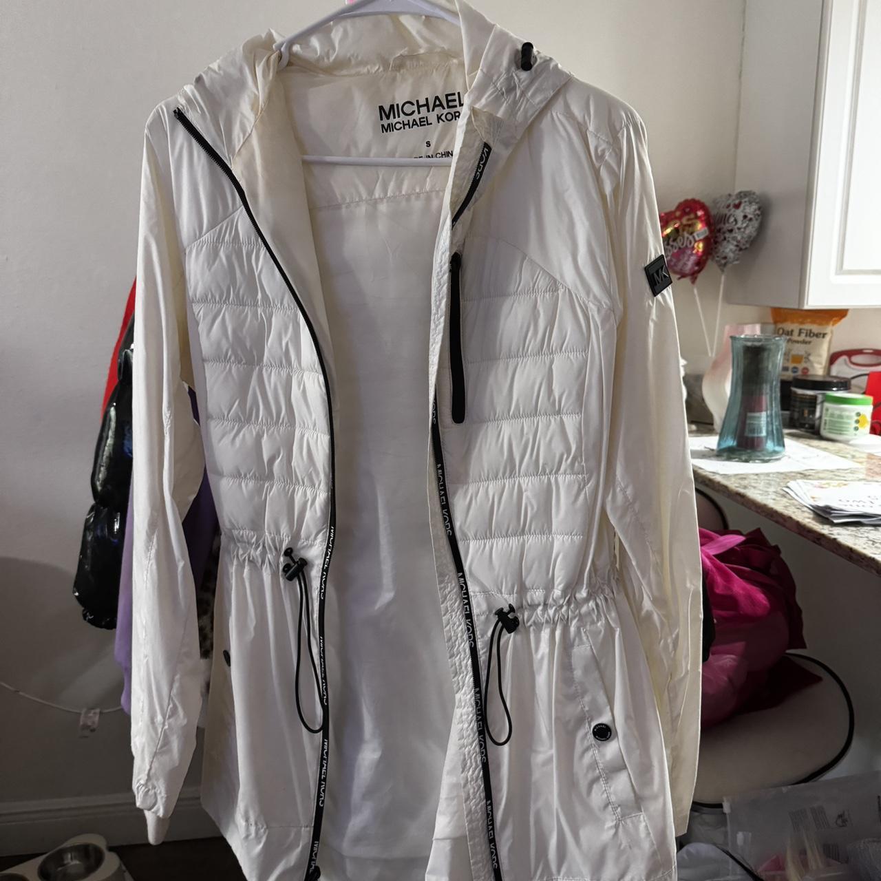 Michael kors white rain jacket best sale