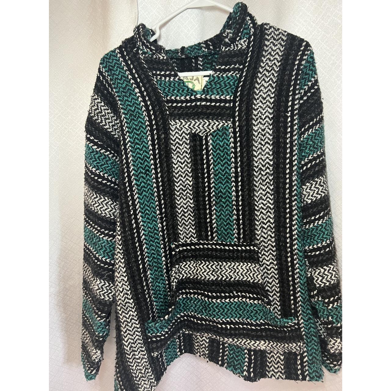 Vintage Baja Joe Hoodie Mexican Woven Blanket