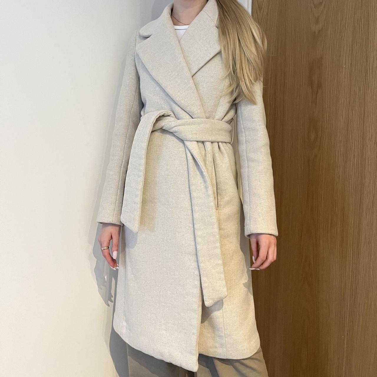 Belted Wool Blend Cream Wool Coat Womens H&M Beige Wool Blend Coat
