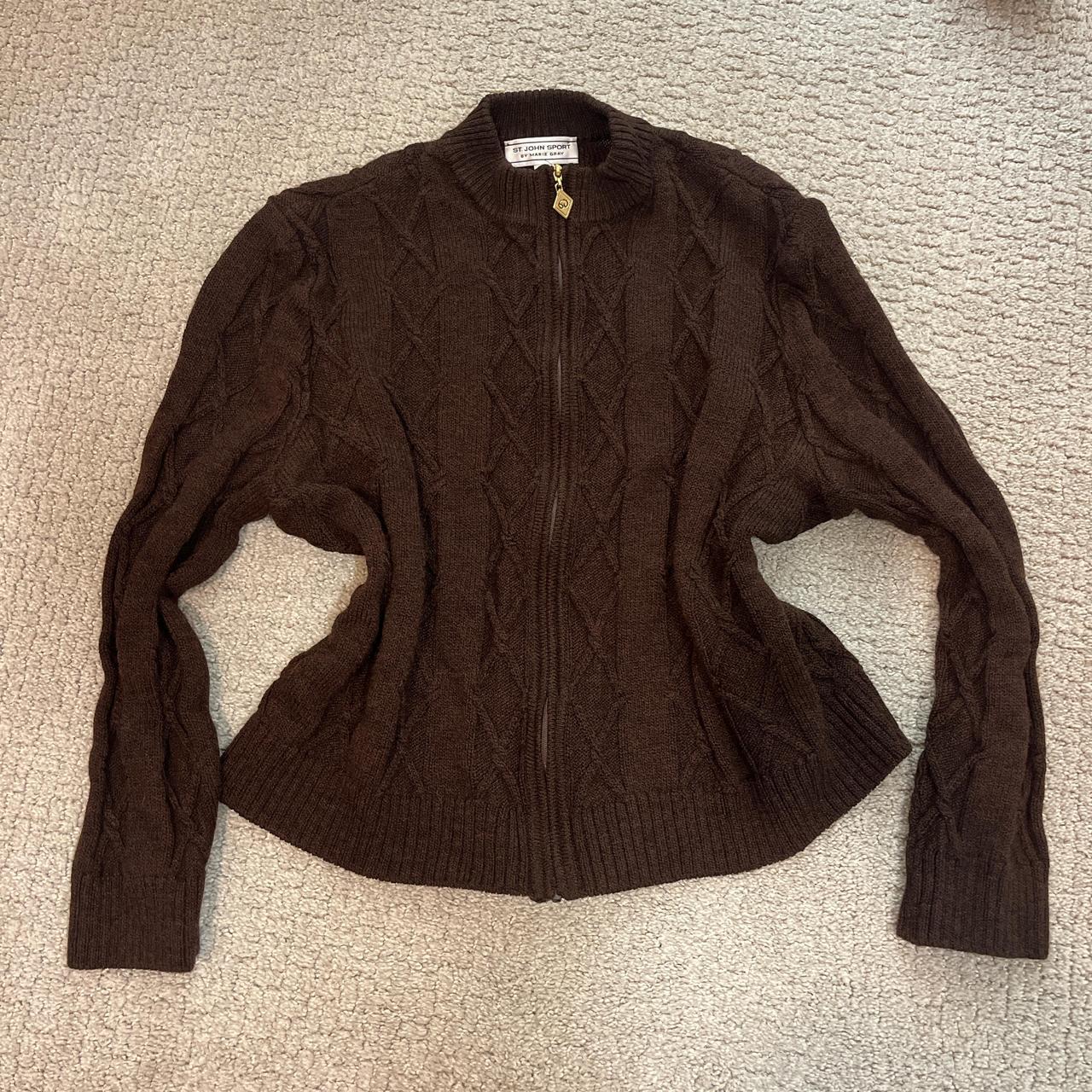 Brown cable-knit-sweater-vintage - Depop