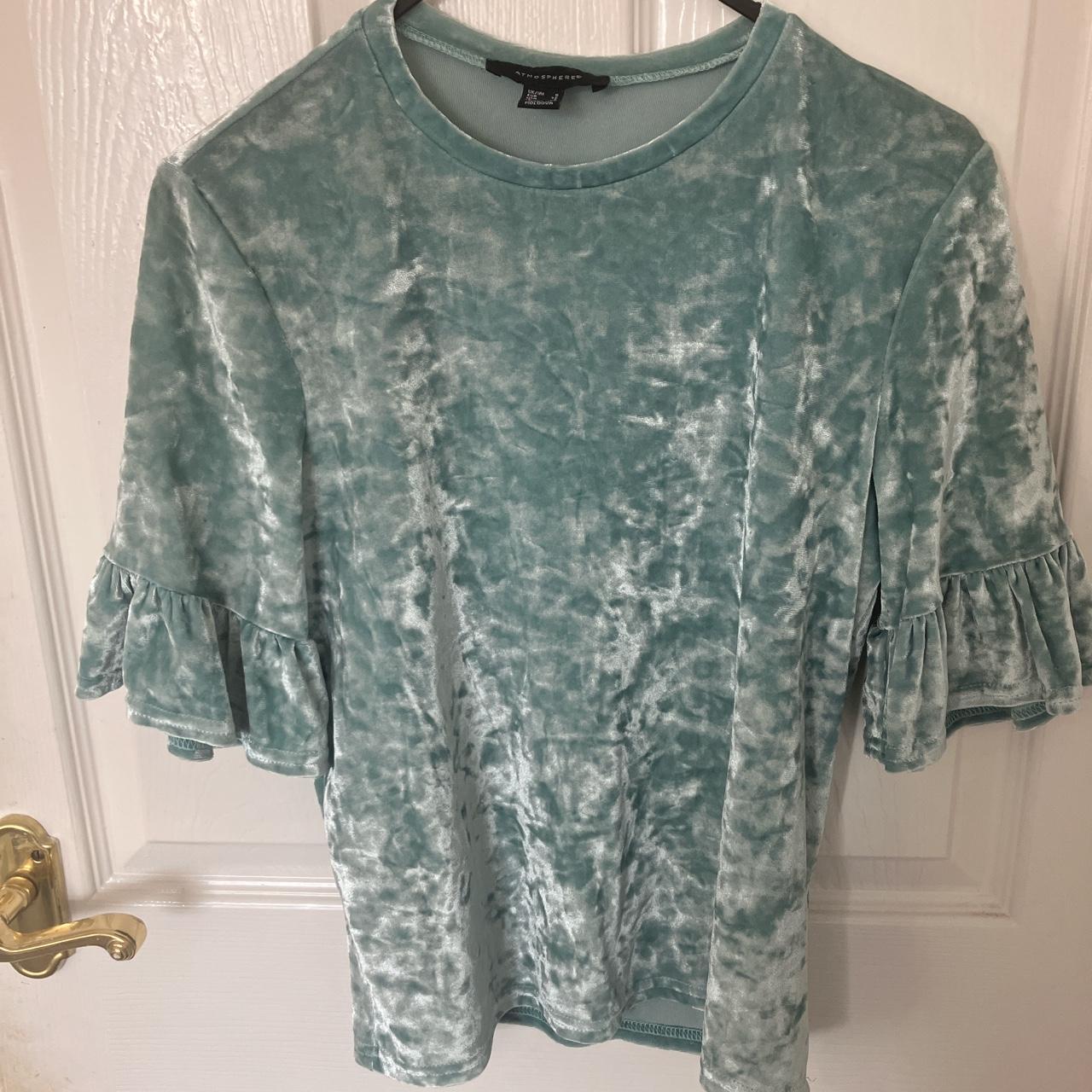 NEW LOOK ATMOSPHERE VELVET TEAL BLUE GREEN SHIRT,... - Depop