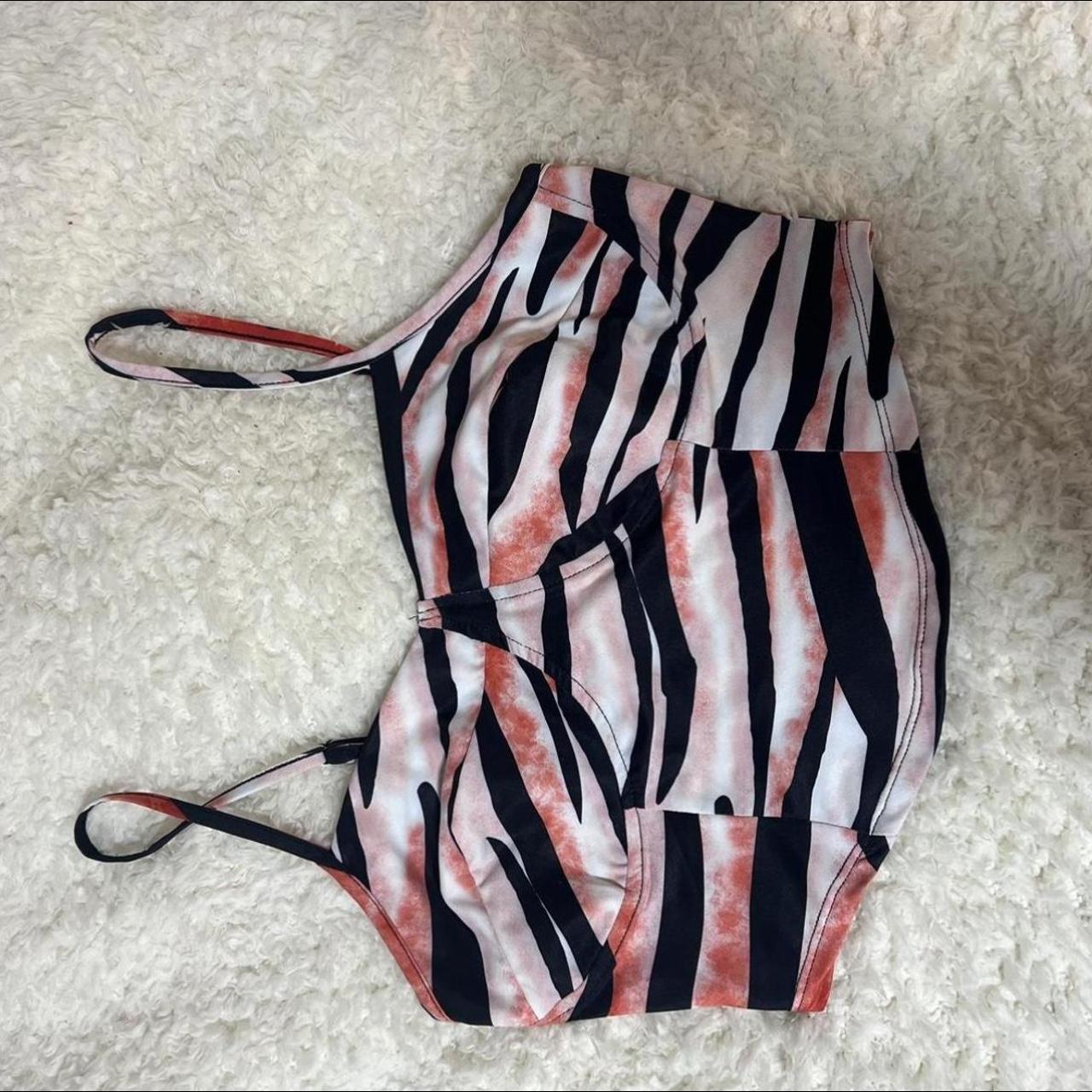 Red white and black zebra print top Description... Depop