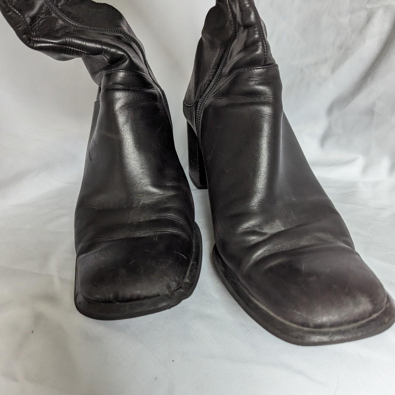 Vintage Italian Leather Via Spiga Black Knee Boots.... - Depop