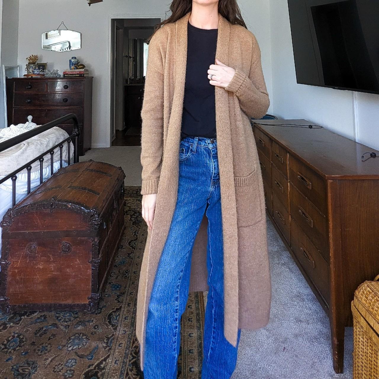 GAP Long Tan Knit Cardigan Duster Sweater Size Depop