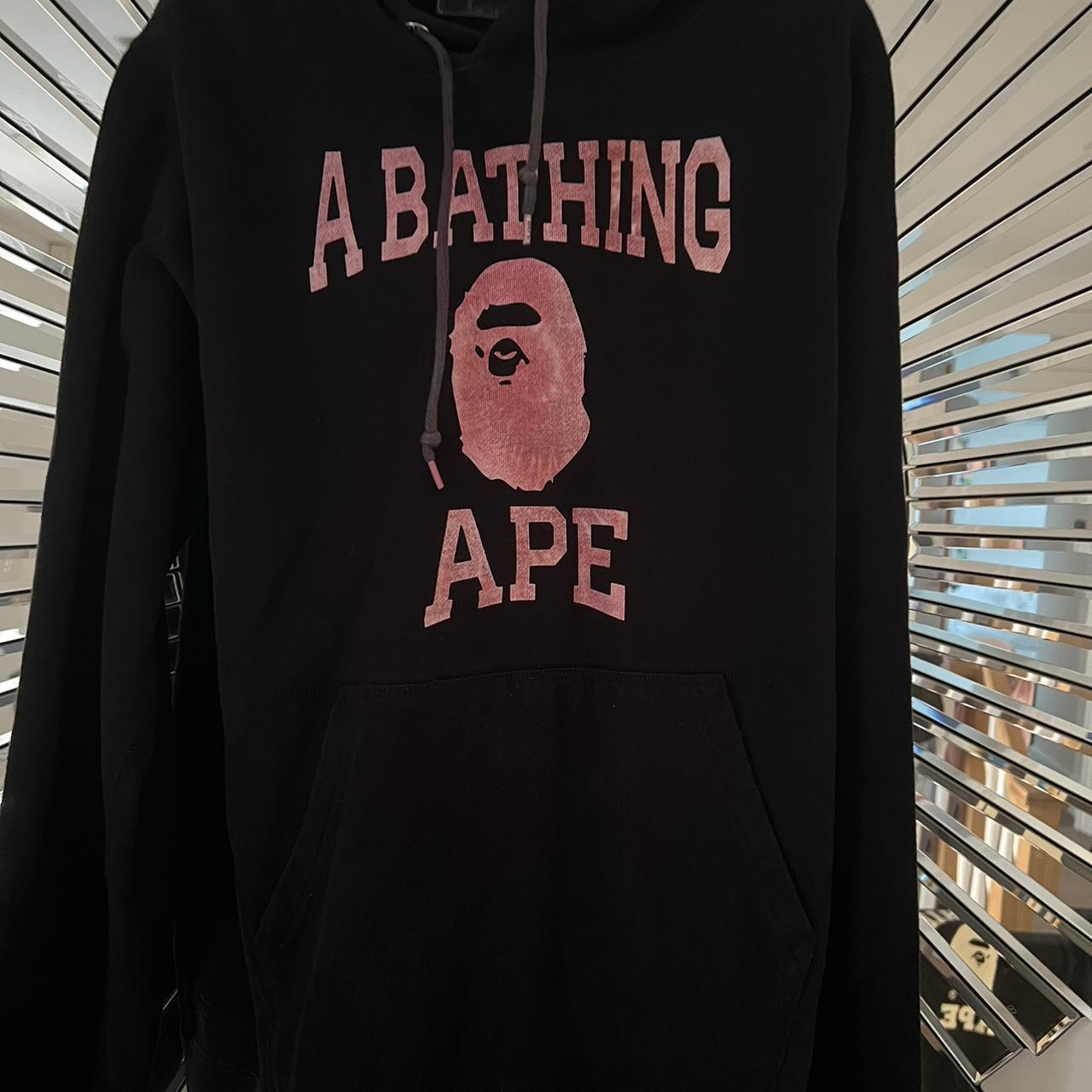 BAPE Men's Black and Pink Hoodie | Depop