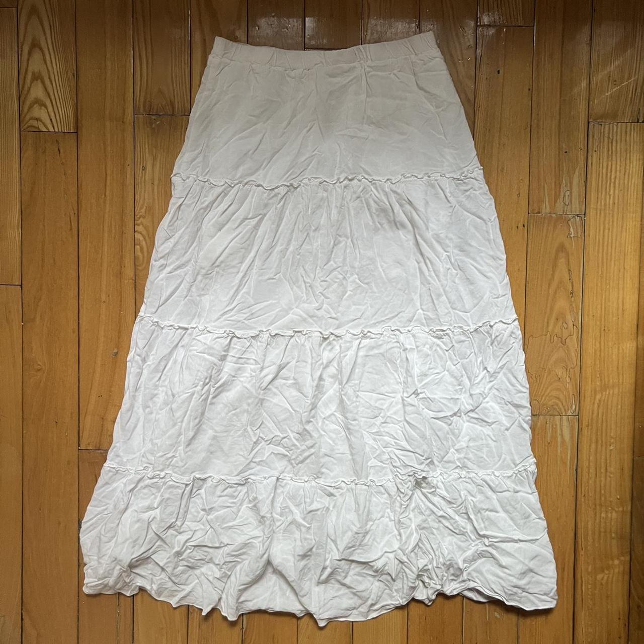 Brandy melville izzy white tiered maxi skirt in... - Depop