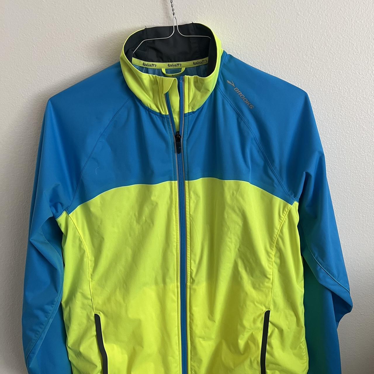 Neon light weight running jacket with 2 pockets on. Depop