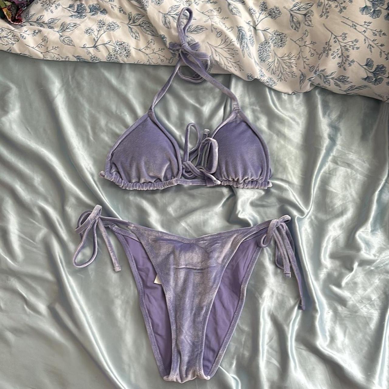 Aerie purple velvet bikini set super cute