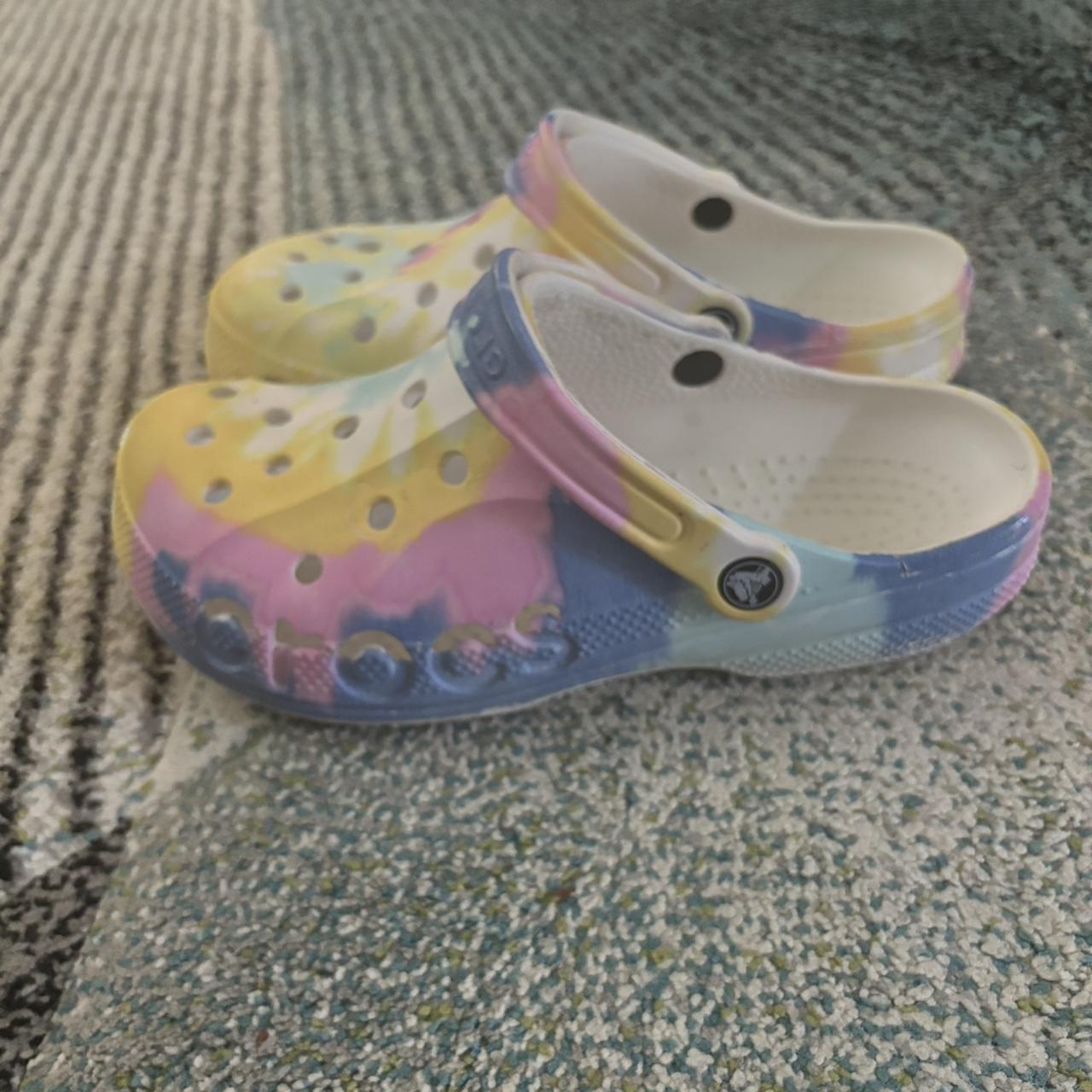 Pink tie dye crocs best sale