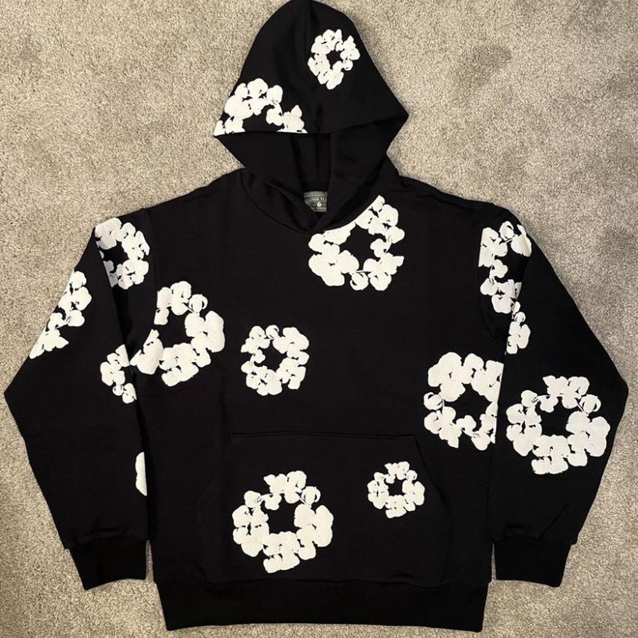 Denim Tears Black and White Flower Hoodie