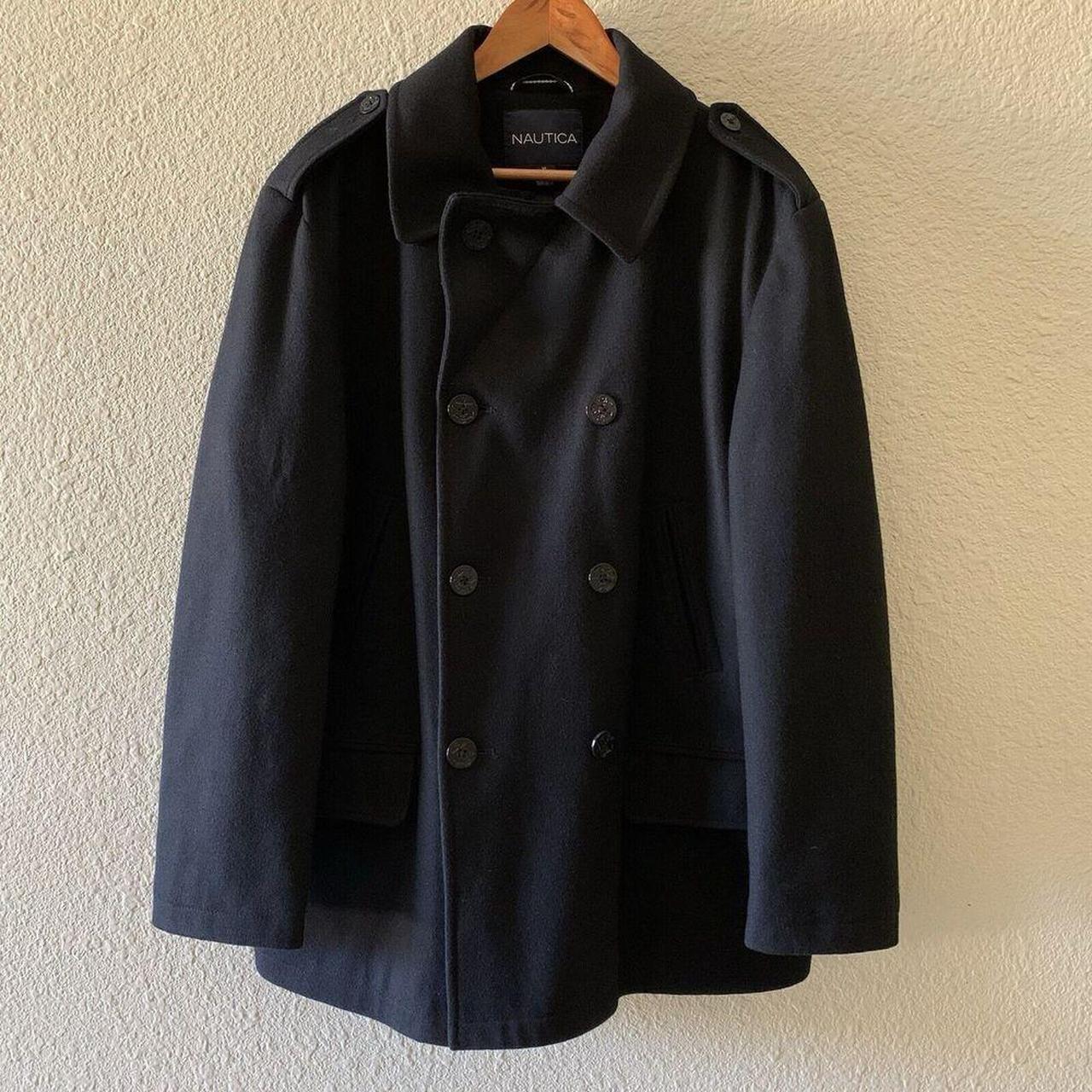 Nautica Winter Coat deals Black Wool Blend Pea Coat Lined Double Breasted Mens Size XL