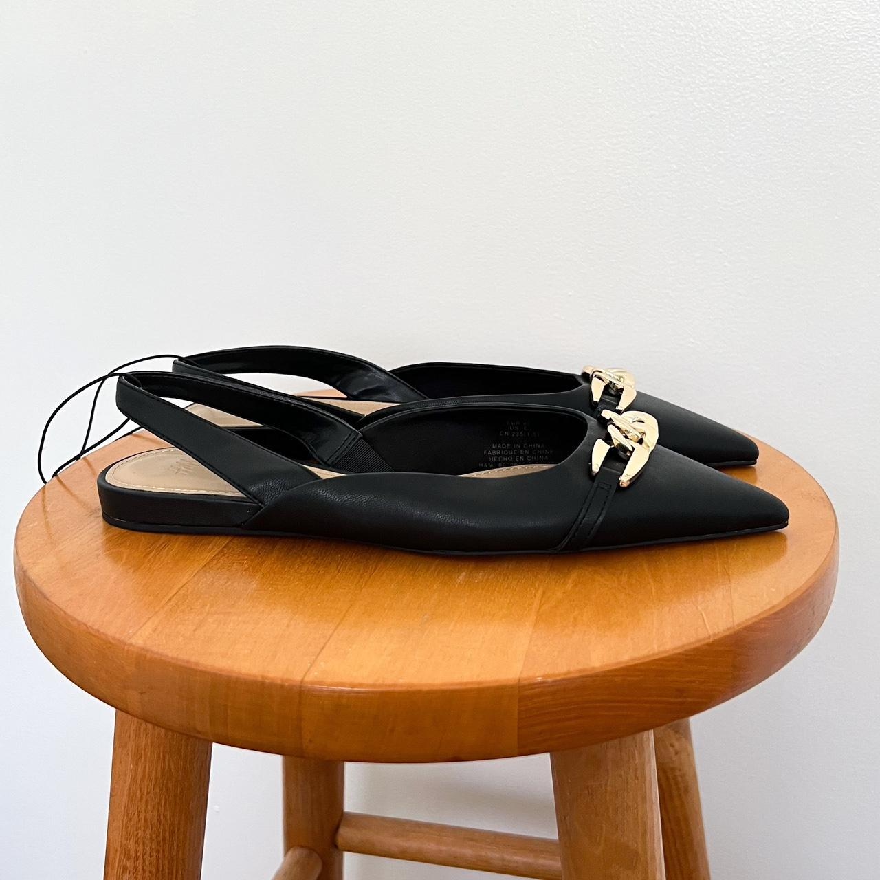 H&M Women's Black and Gold Footwear Depop