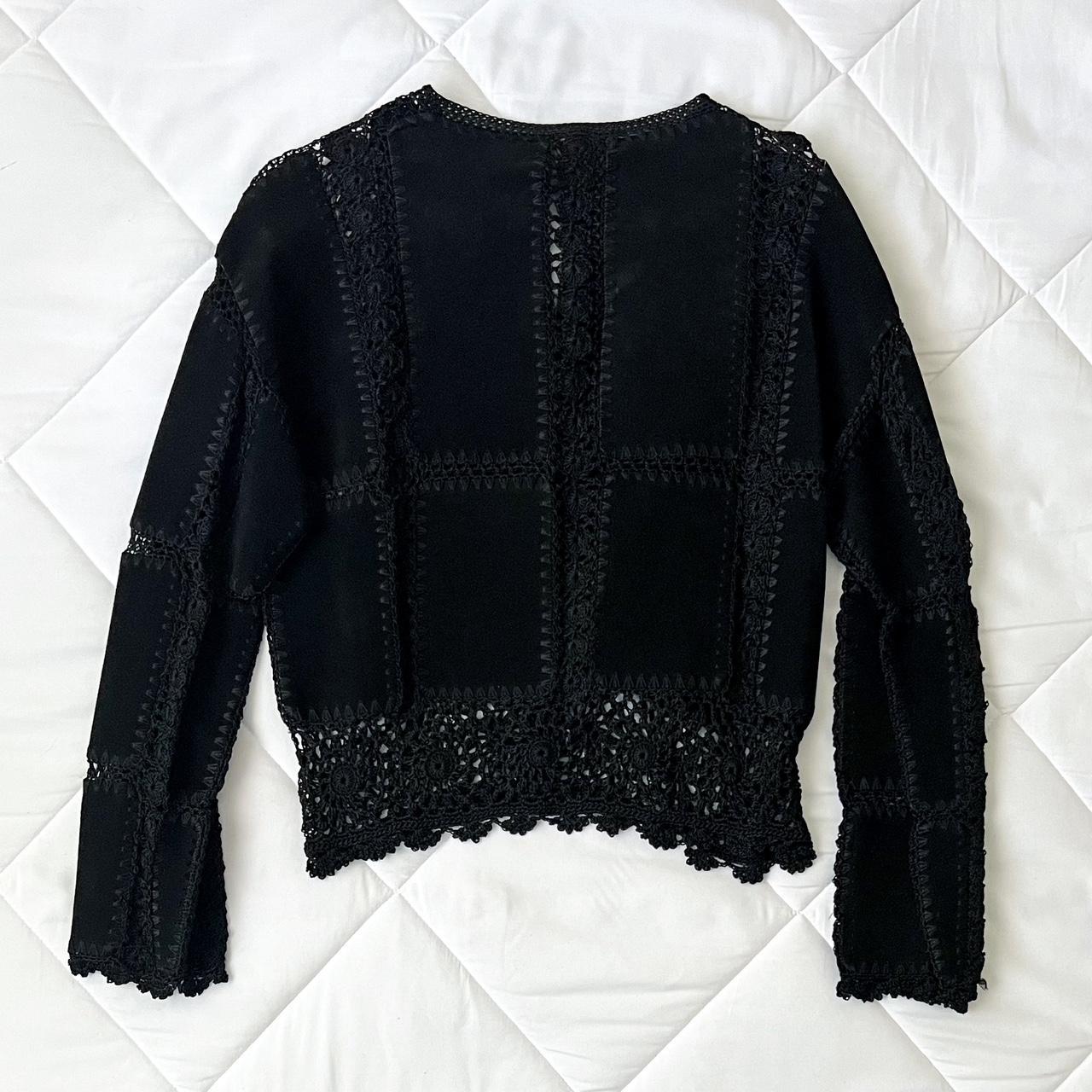 Crochet Leather Shacket Vintage black leather Depop