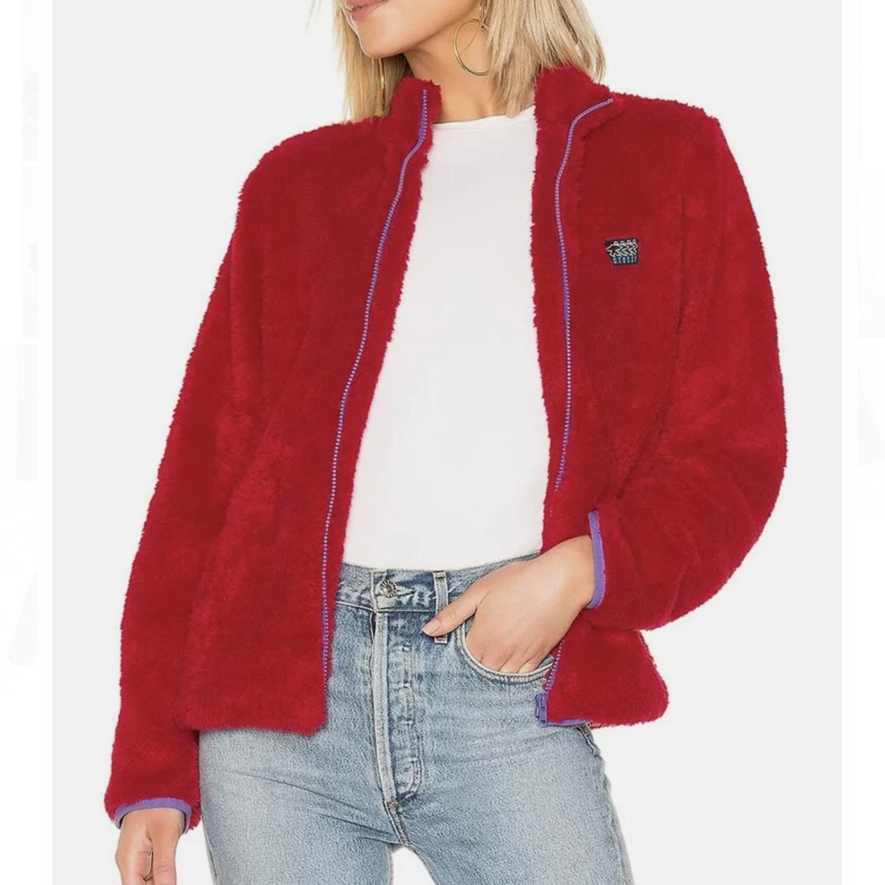 Zip Up Jacket “Cruzer Sherp Jacket” in red by... Depop