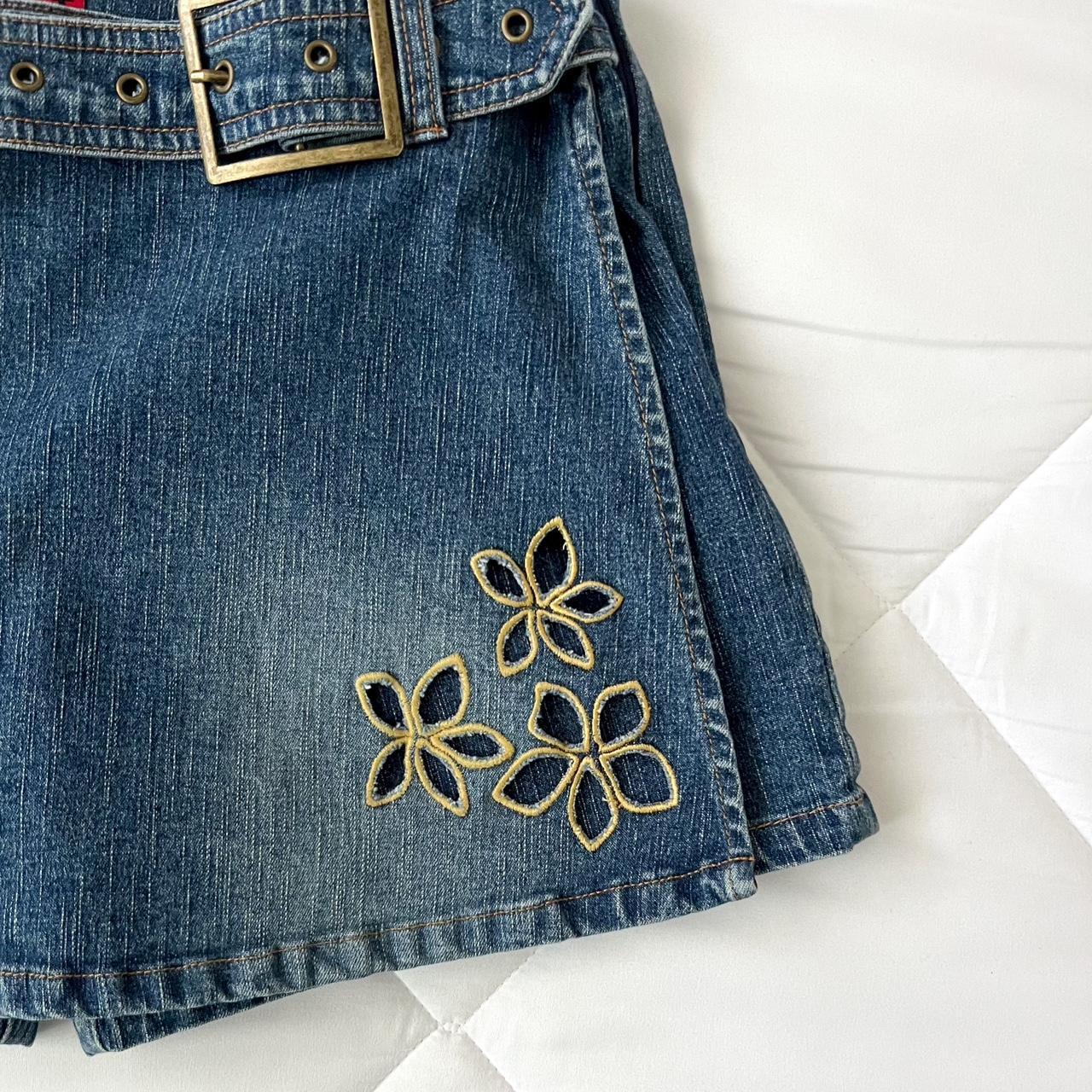 Denim Skort Medium wash denim mini skort with 2... - Depop