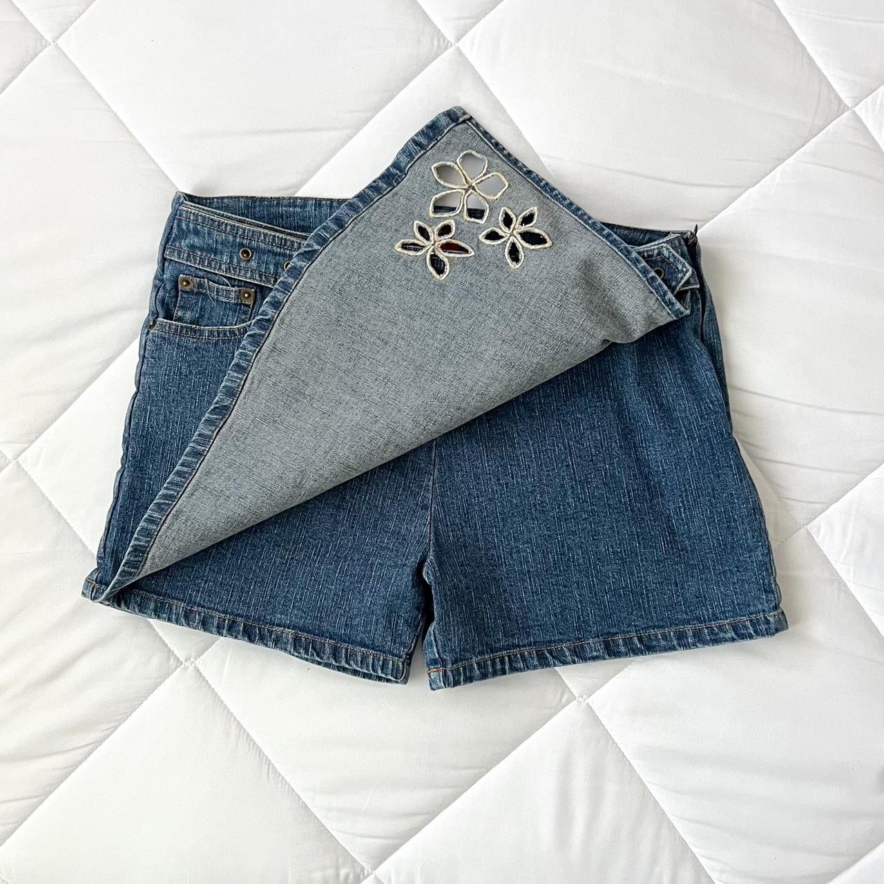 Denim Skort Medium wash denim mini skort with 2... - Depop