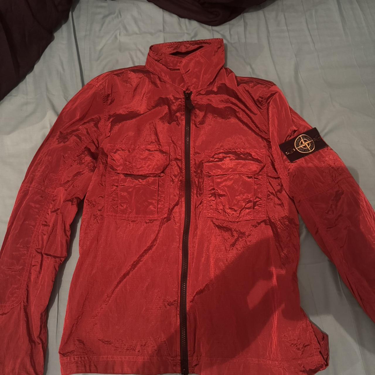 Red Stone Island Nylon metal overshirt Size. Depop