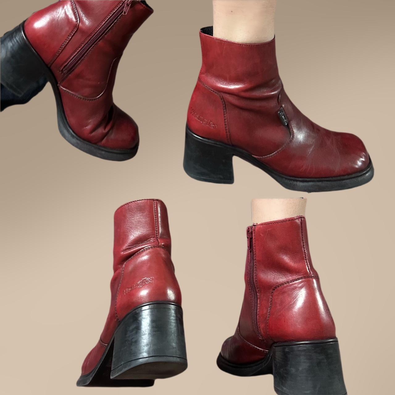 Wrangler Women's Burgundy Boots Depop