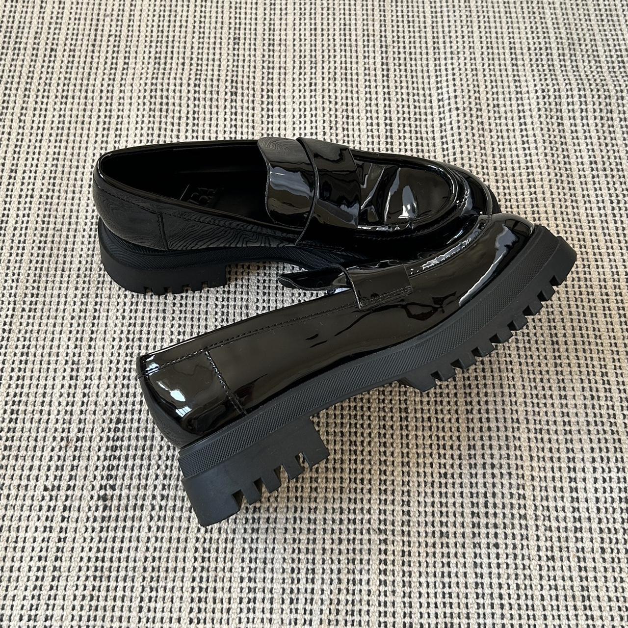 ZARA black loafers with patent finish. Excellent | Depop