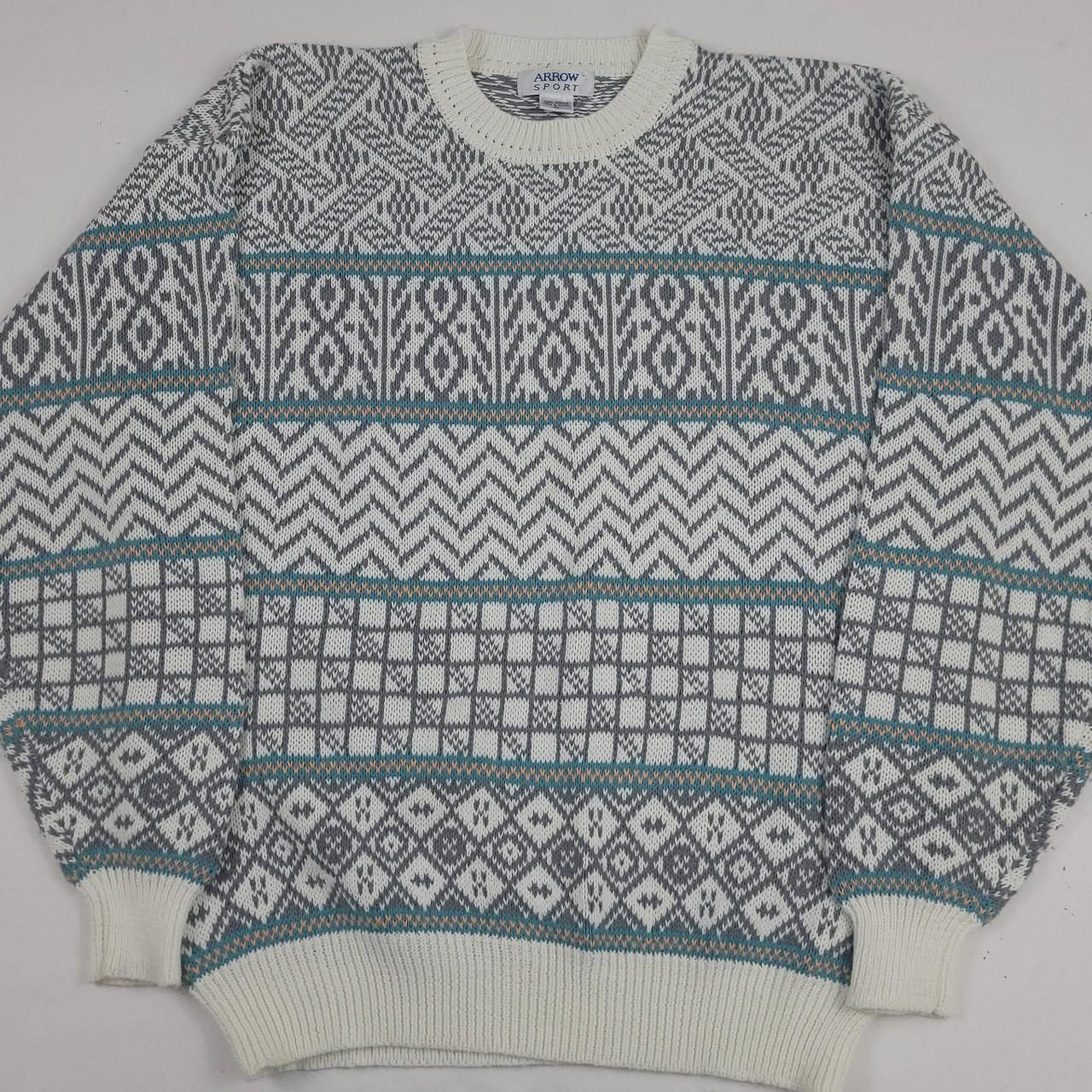 Vintage 90s pattern striped knit sweater. Super nice... - Depop