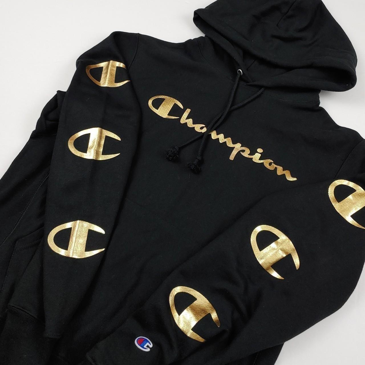 Champion reverse weave black gold hoodie. Cool piece