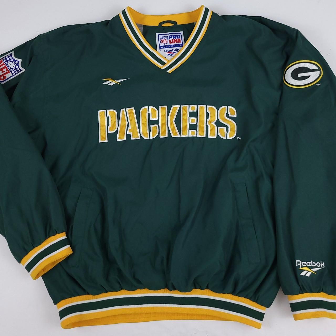 Reebok Green Bay Packers Embroidered Windbreaker Jacket Vtg 90s NFL Pro  Line XL