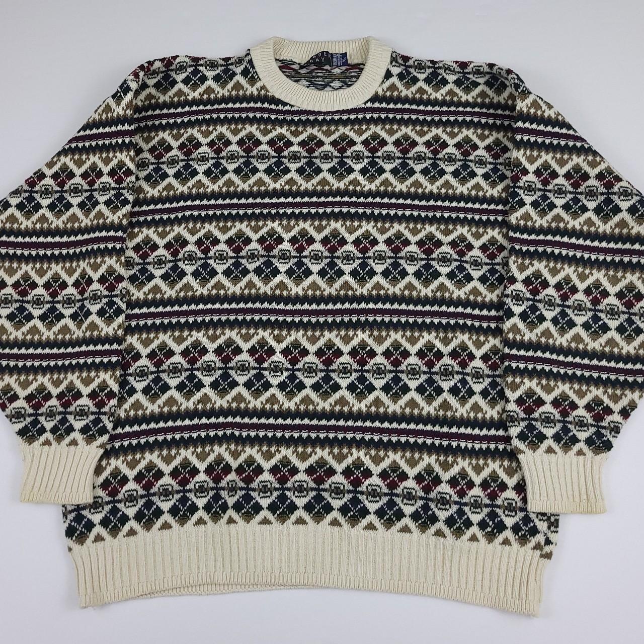 Vintage 90s multicolor pattern cotton knit sweater....