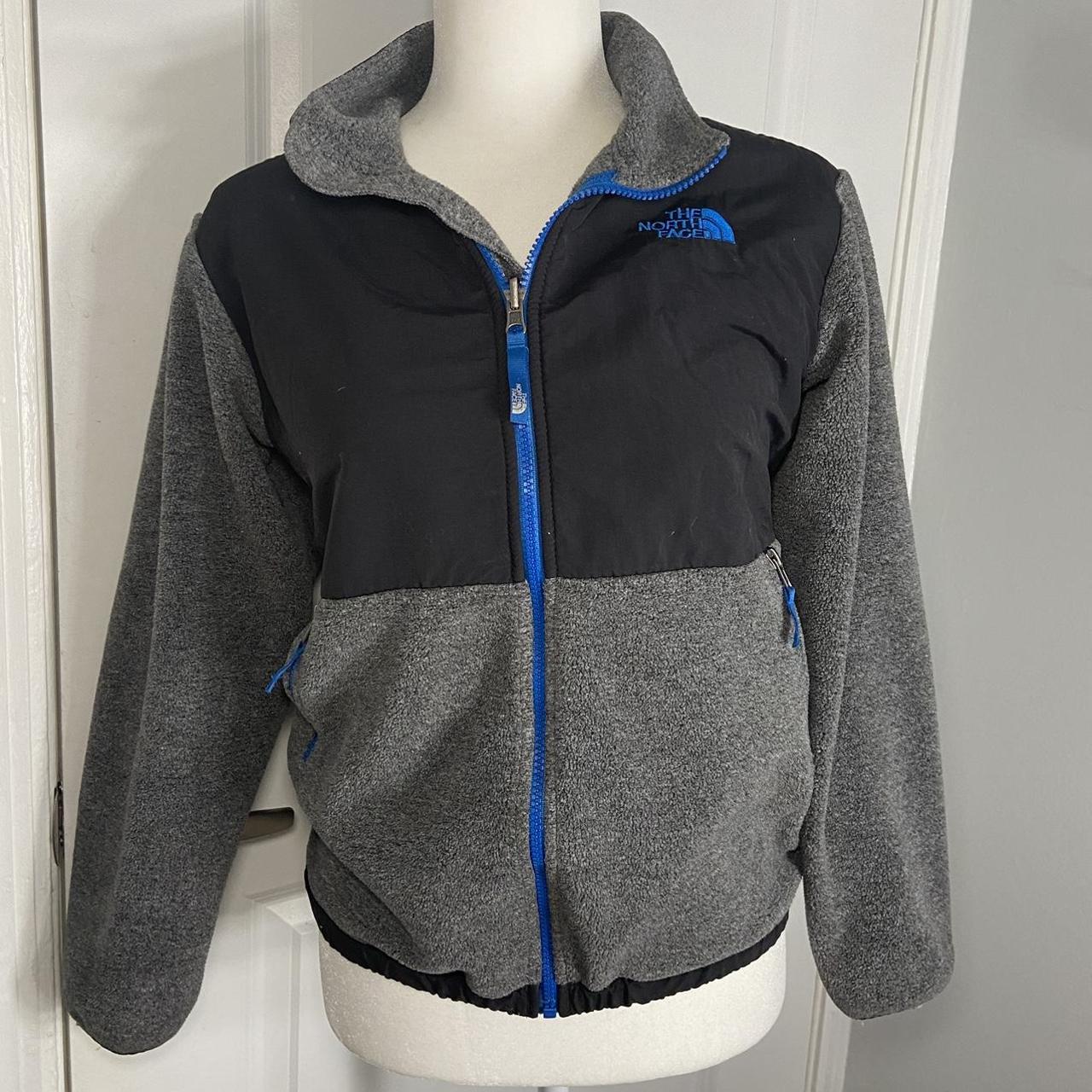 Grey north face fleece * Blue embroidery *blue... - Depop