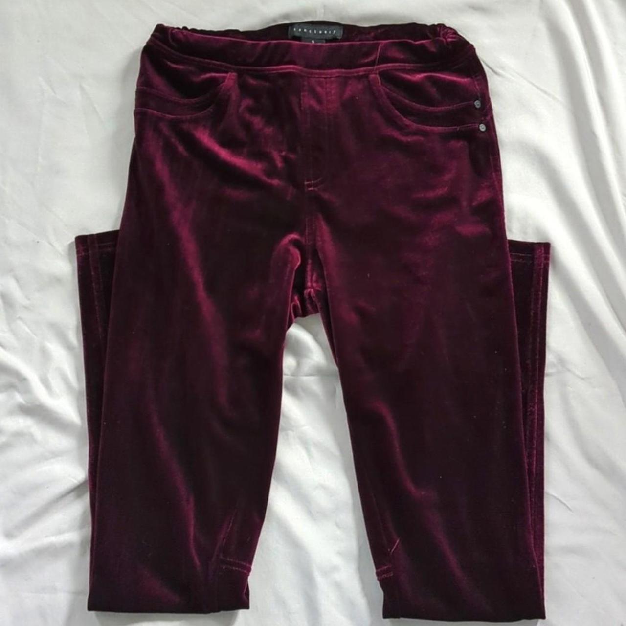 Anthropologie Sanctuary Velvet Leggings in Burgundy. Depop