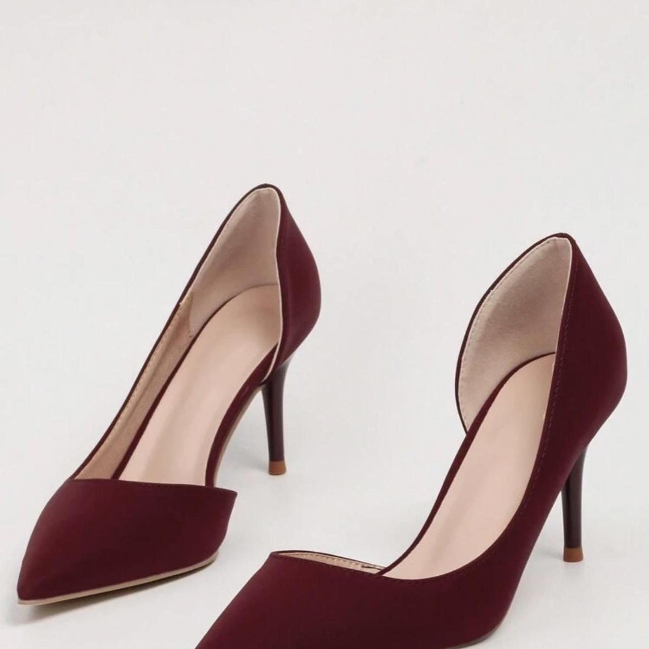 Burgundy pointed toe heels with a 3.5 inch heel heels