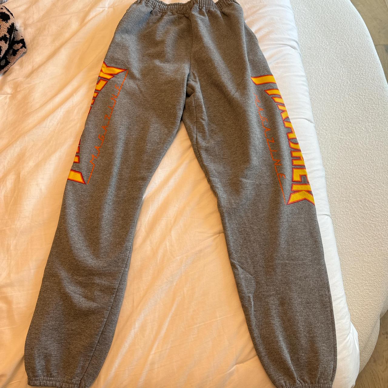 Thrasher Flame Grey Sweatpants Depop