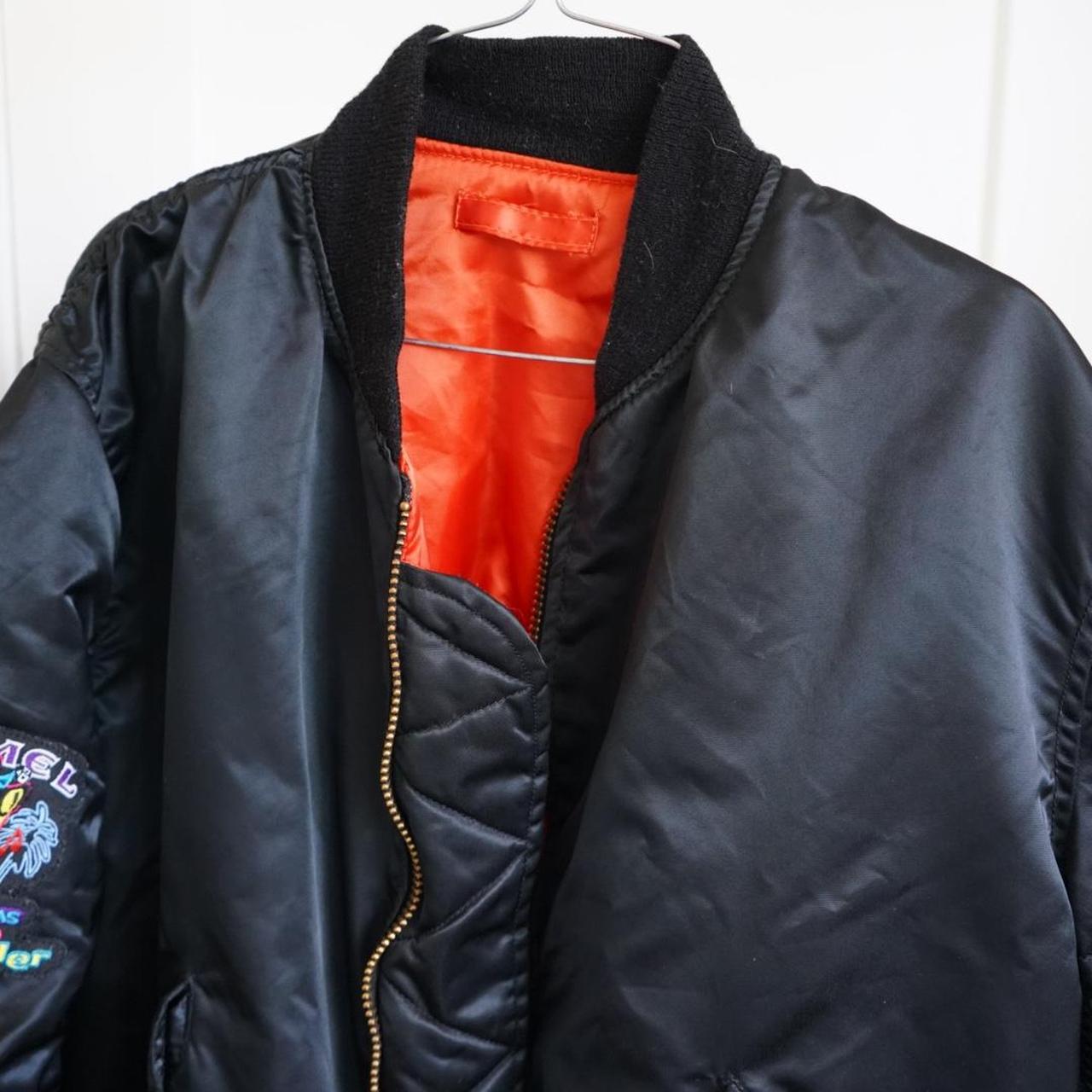 Vintage Camel Vegas black and multicoloured bomber | Depop