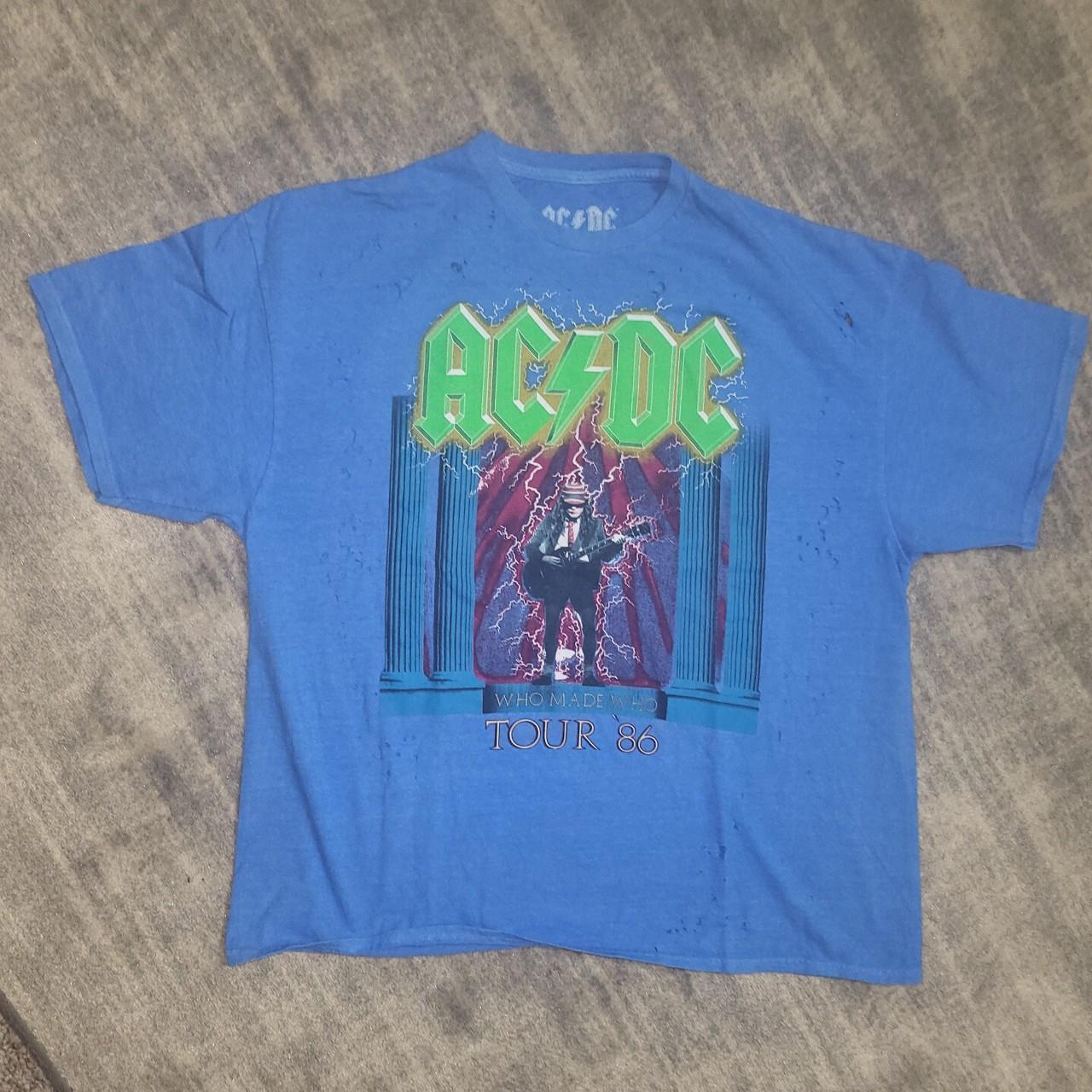 AC/DC Who made Who Tour 1986 blue cotton t-shirt. ... | Depop