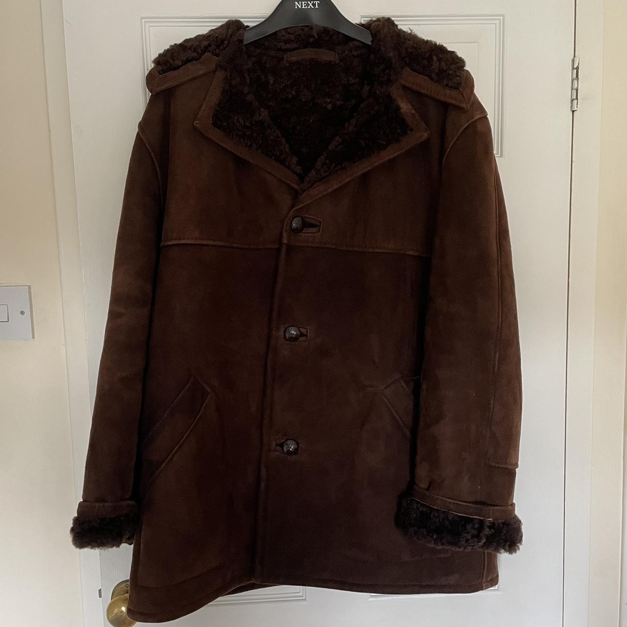 Vintage 70s Fur Sheepskin Brown Suede Coat -Size... - Depop